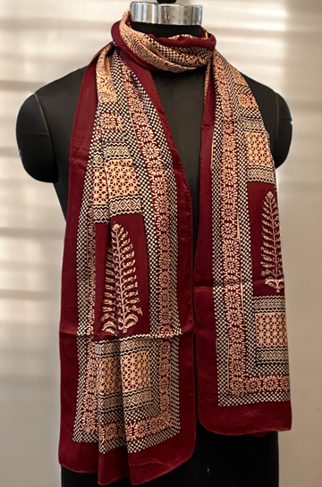 bagh silk stole red asopalav & jaal