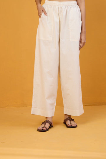 comfort fit pants -off white ivory cotton