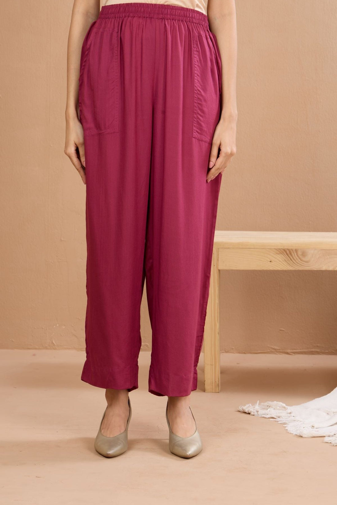 comfort fit modal pants - wine