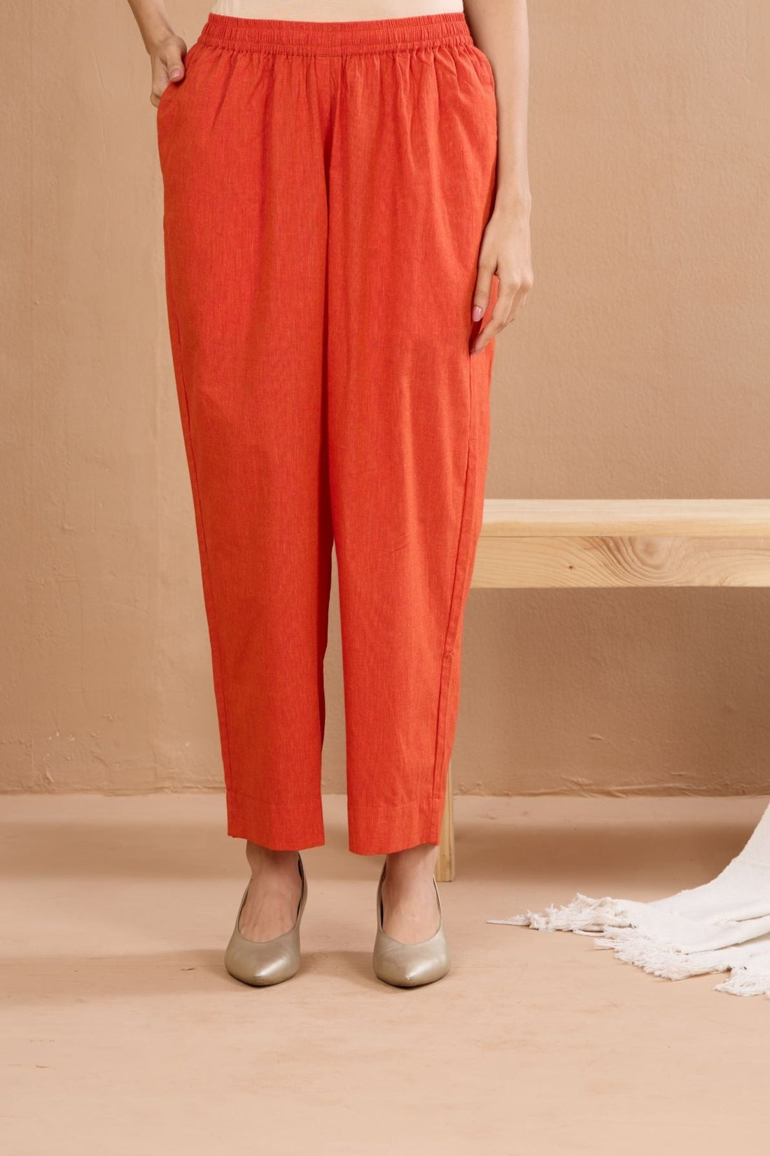 comfort fit ankle length narrow pants  - sunset orange