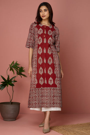 Buy hand embroidered long Kurtis for women - maati crafts