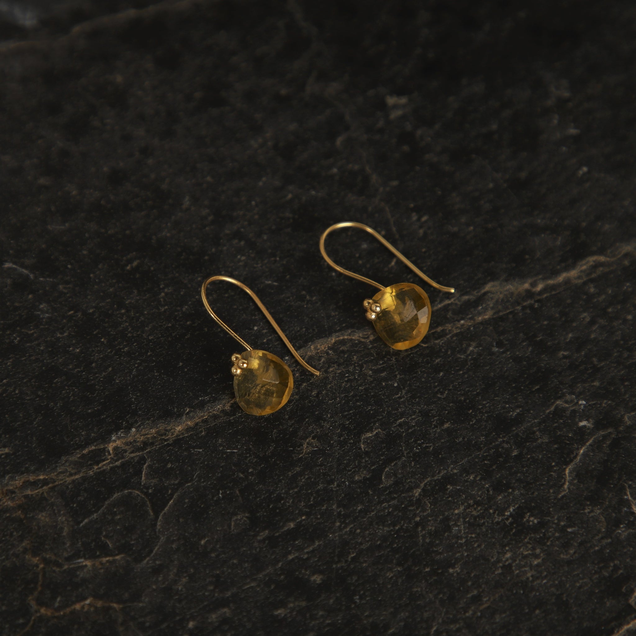 jewelry - berserk - Gold Plated Citrine Drop Earrings