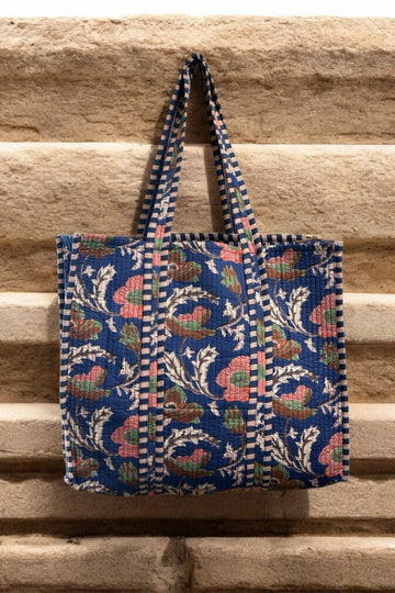 Reversible Cotton Quilted Tote - Neela & Stripes