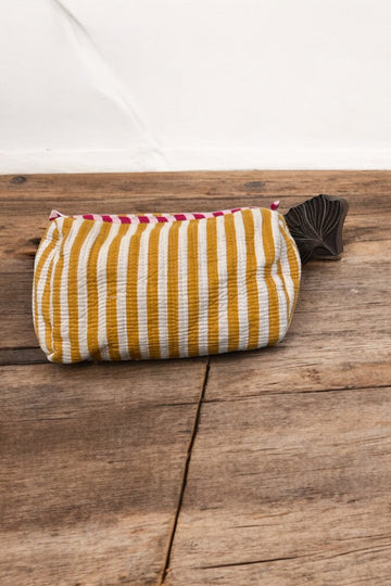 Set of 3 Travel Toiletry Pouches Yellow Stripes