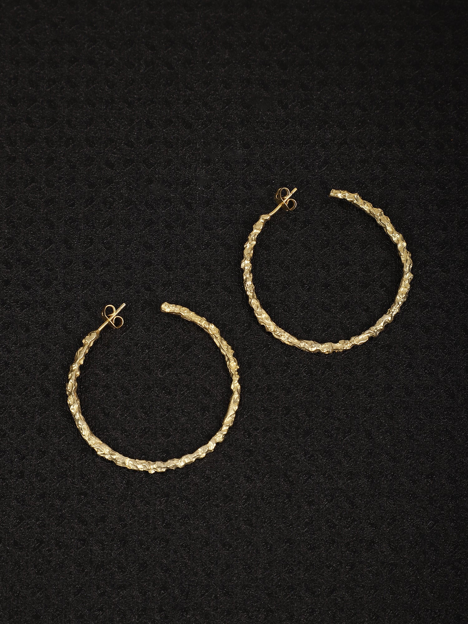 jewelry - berserk - Gold Plated Textured Big Hoops