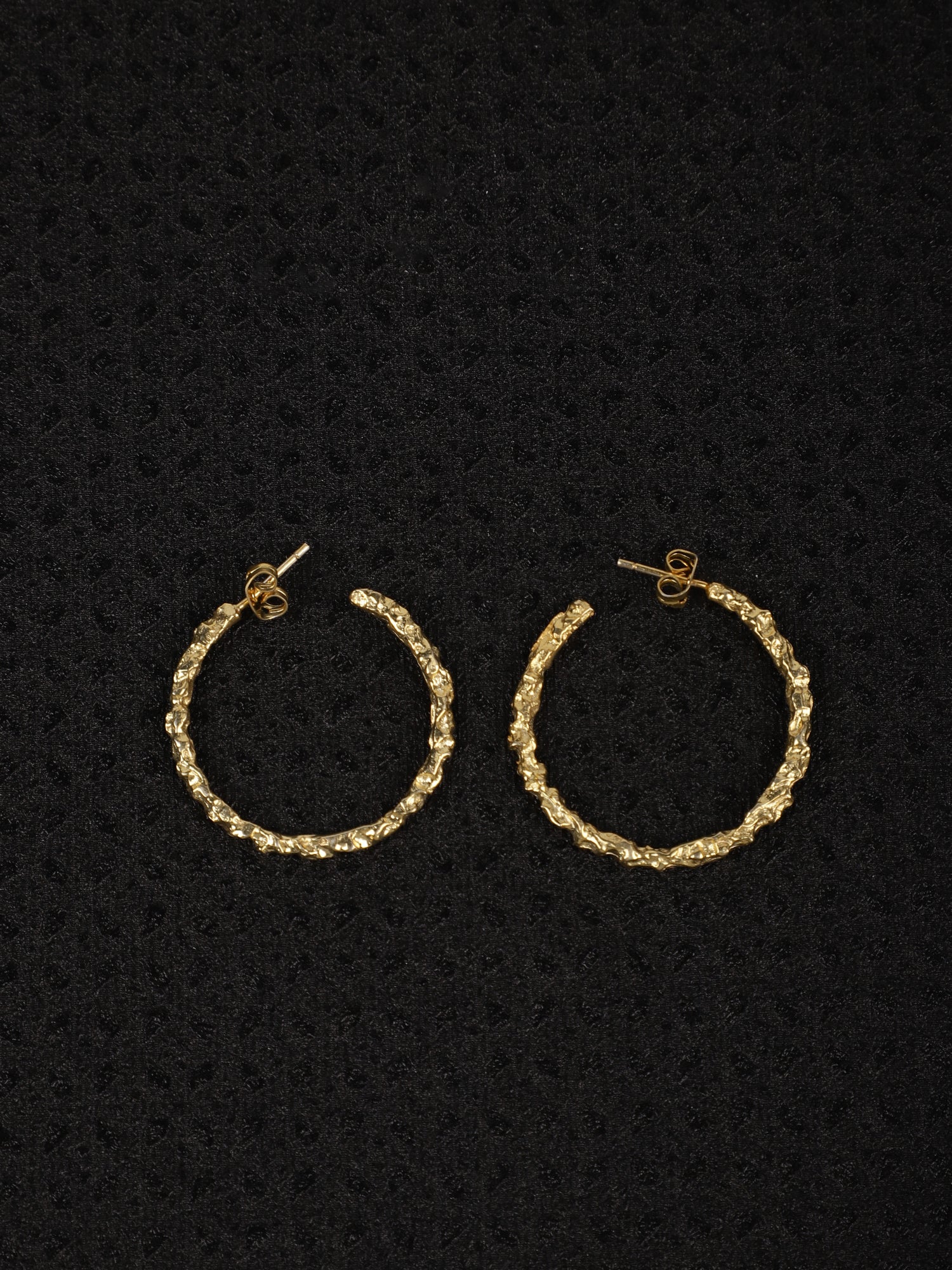 jewelry - berserk - Gold Plated Textured Hoops