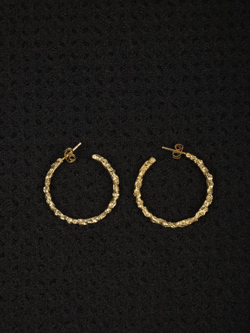 jewelry - berserk - Gold Plated Textured Hoops