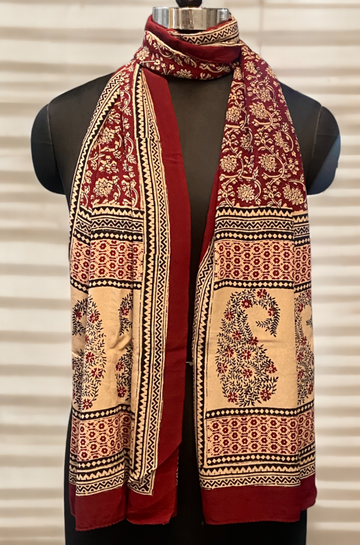 bagh silk stole  madder jaal & big paisley