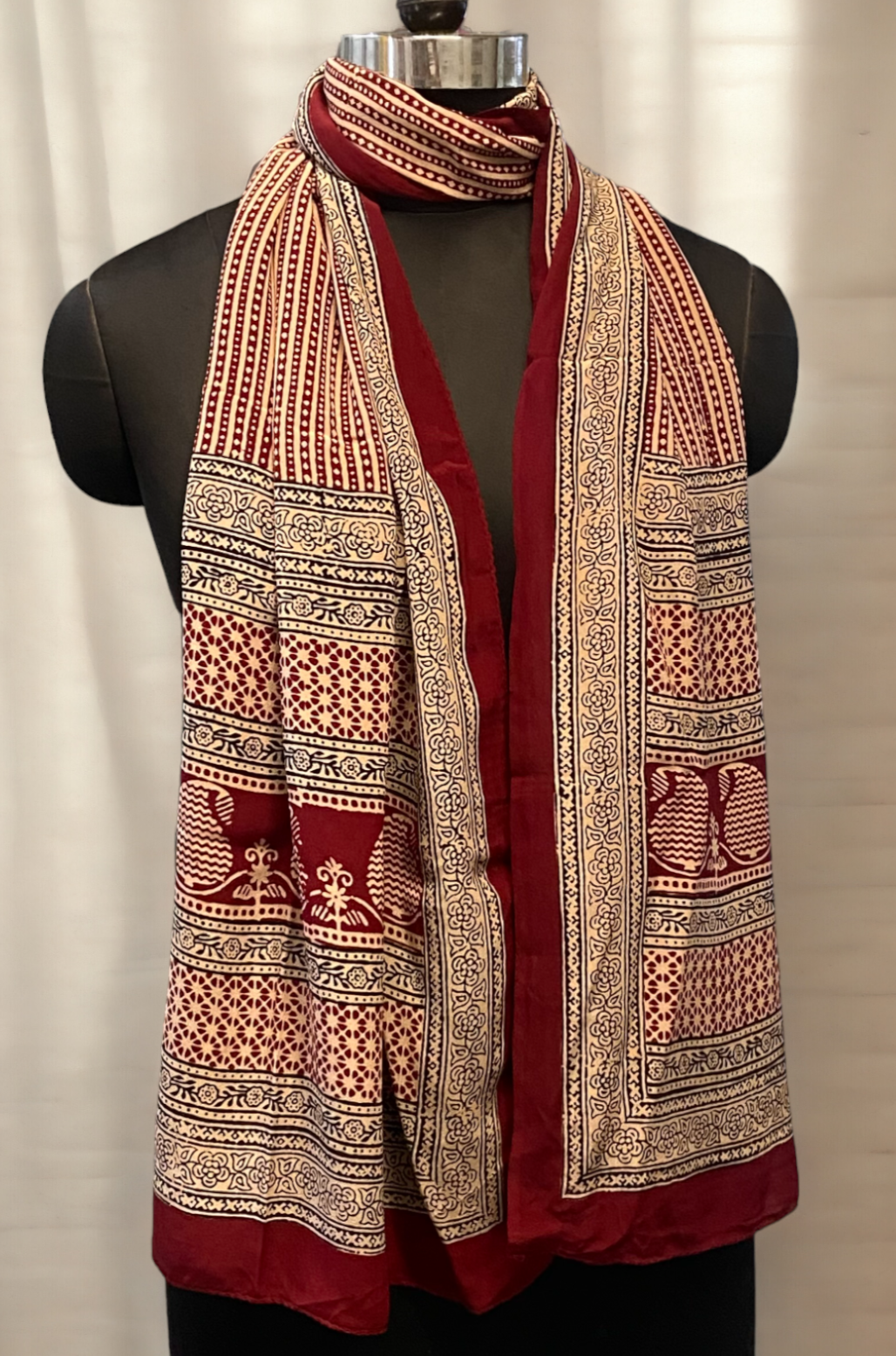 bagh silk stole madder dots & paisley