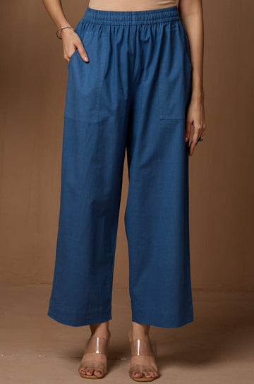 Comfort fit cotton pants - light denim blue cotton