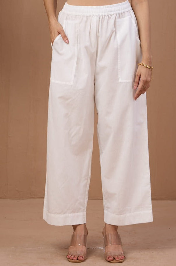 Comfort fit cotton pants - yoga white cotton