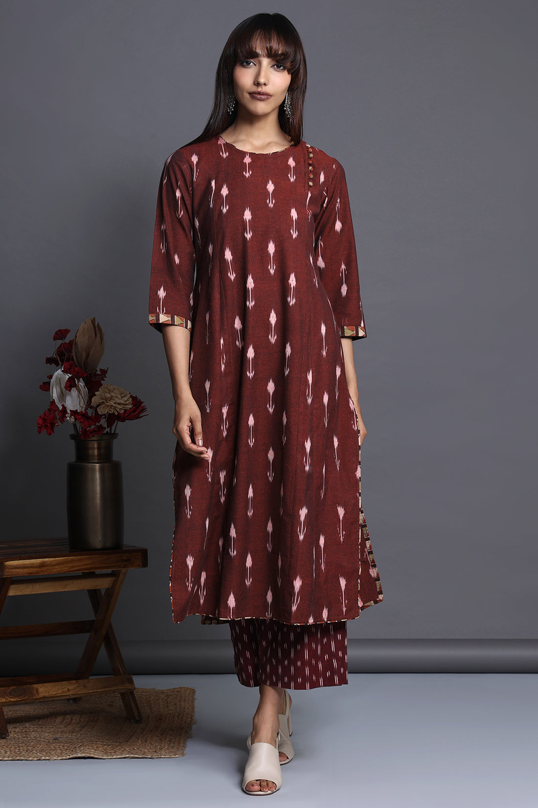 side potli long kurta with slit - sienna sway & rustic charm