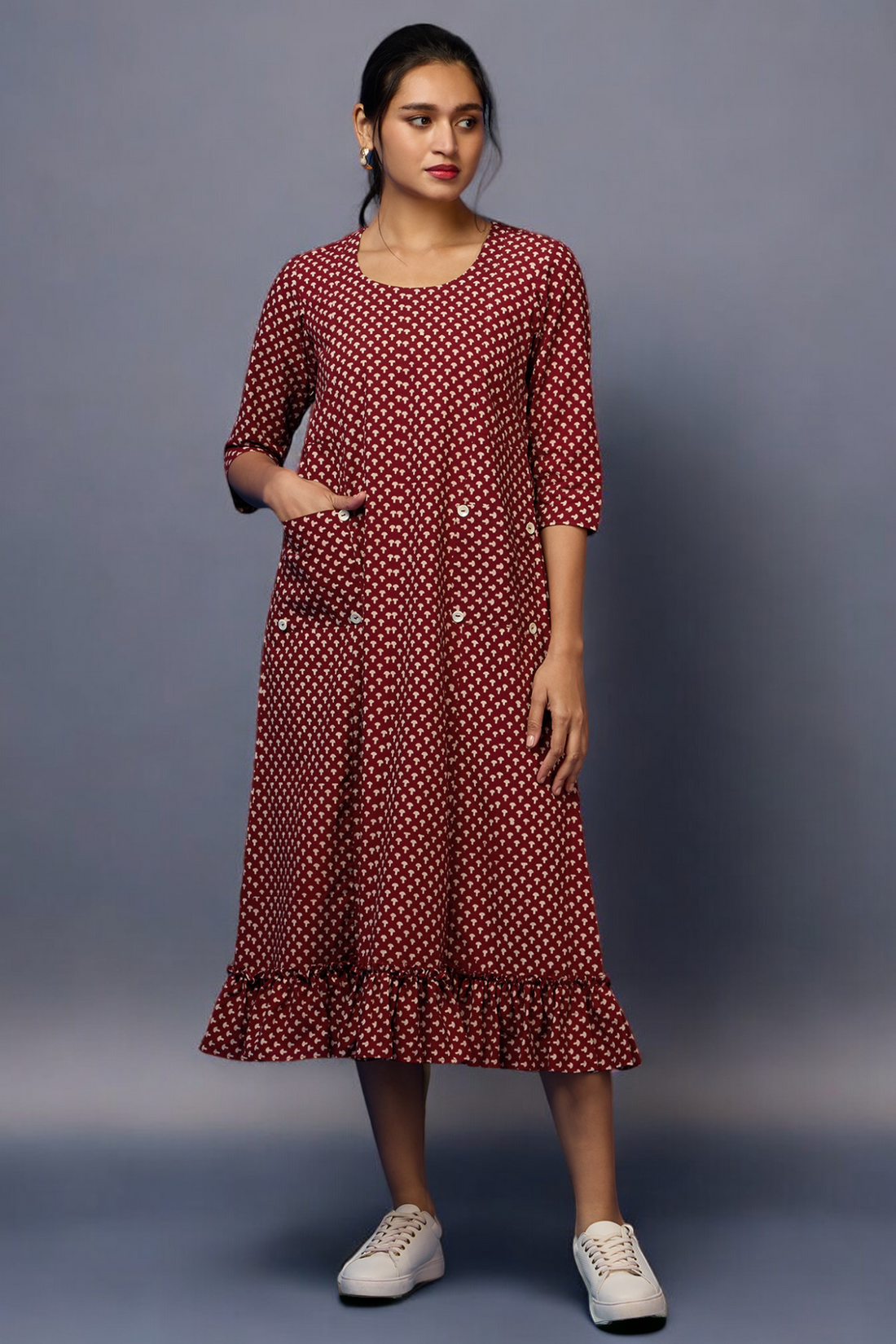 pocket dress with ruffle border - Madder Petites & Floral Harmony