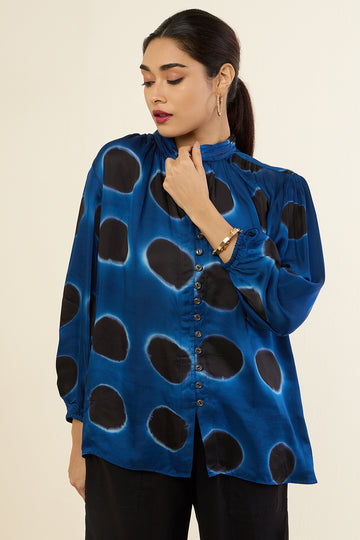 Indigo Noir Circles Button Down Top