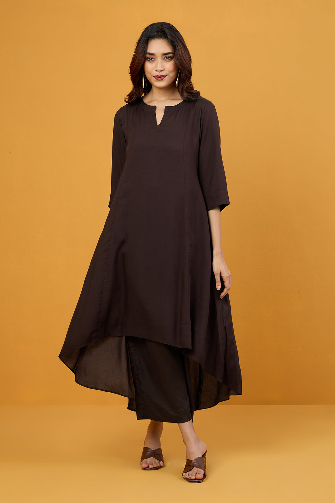 Deep Mocha Asymmetrical Kurta