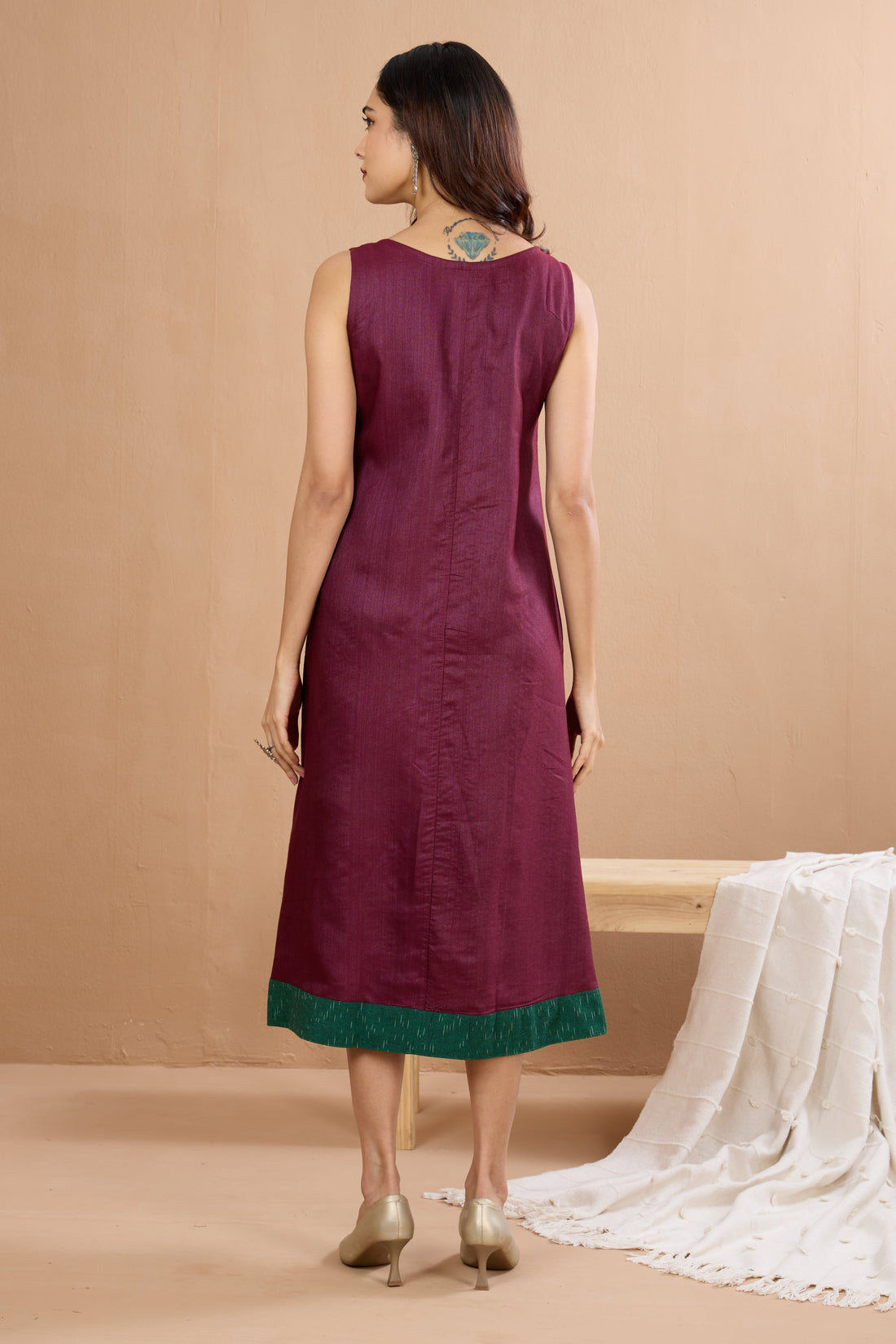 Enchanted Plum Silk Sleeveless Dress