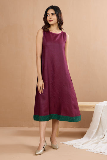 Enchanted Plum Silk Sleeveless Dress