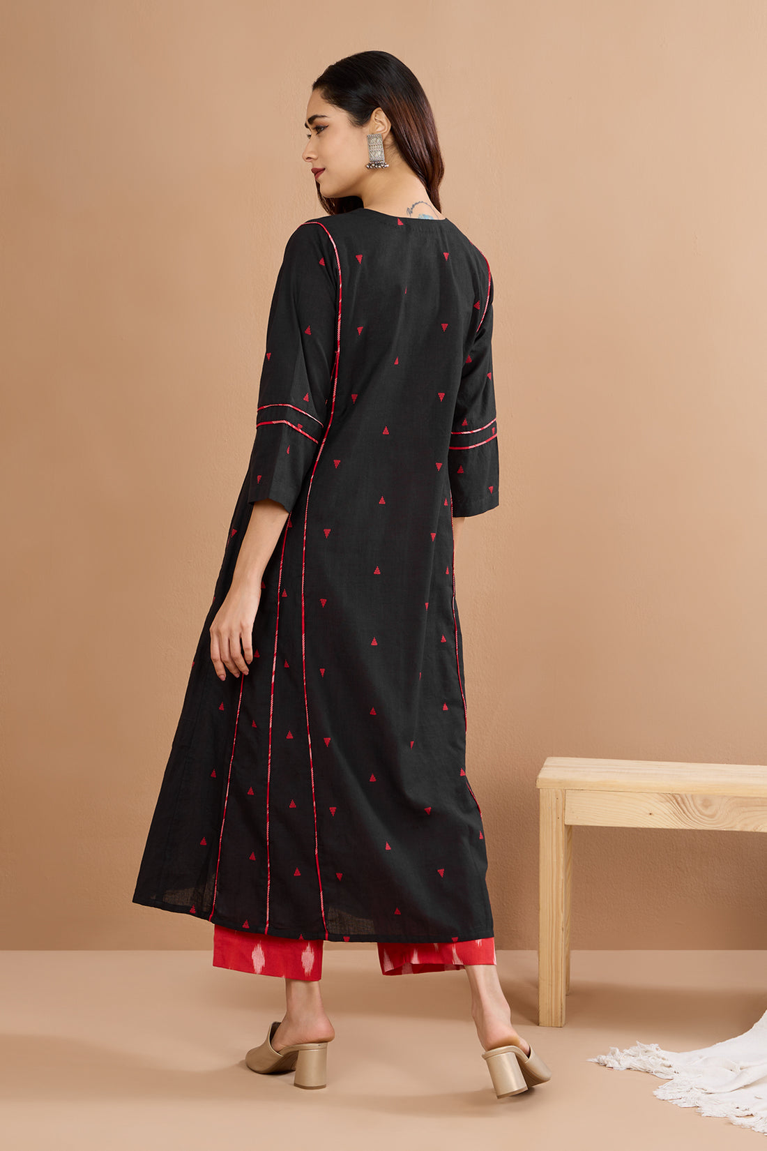 Crimson Midnight Serenade Kalidar Choga Kurta