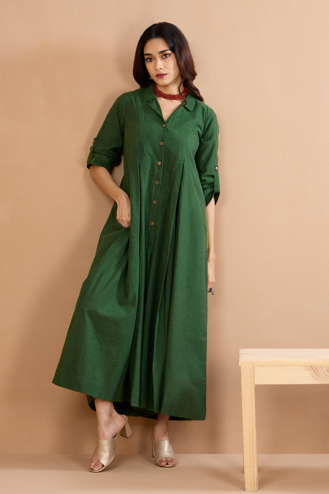 Enchanted Forest Cotton Jumpsuit with Pockets & Collar