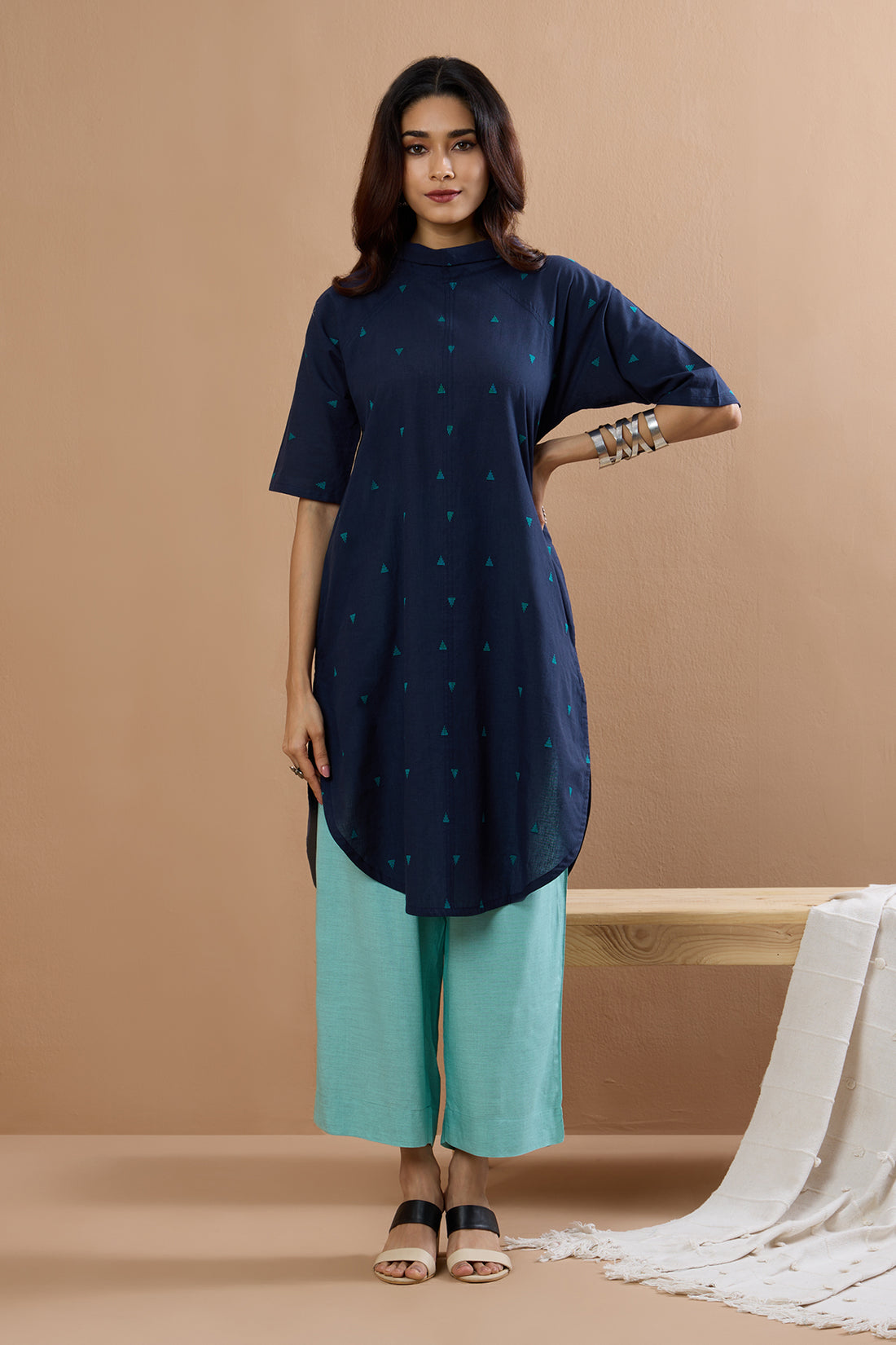 Twilight Triangle Cowl Neck Cotton Tunic Kurta