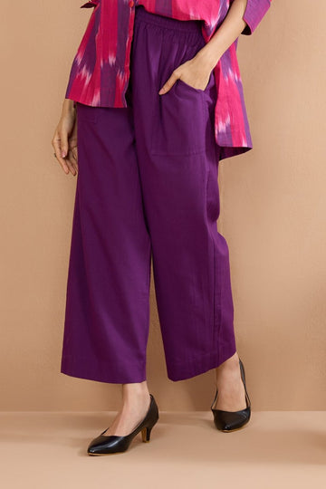 Comfort fit cotton pants - bright purple