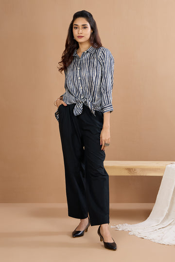 Minimalist Grey Stripes Everyday Cotton Satin Shirt