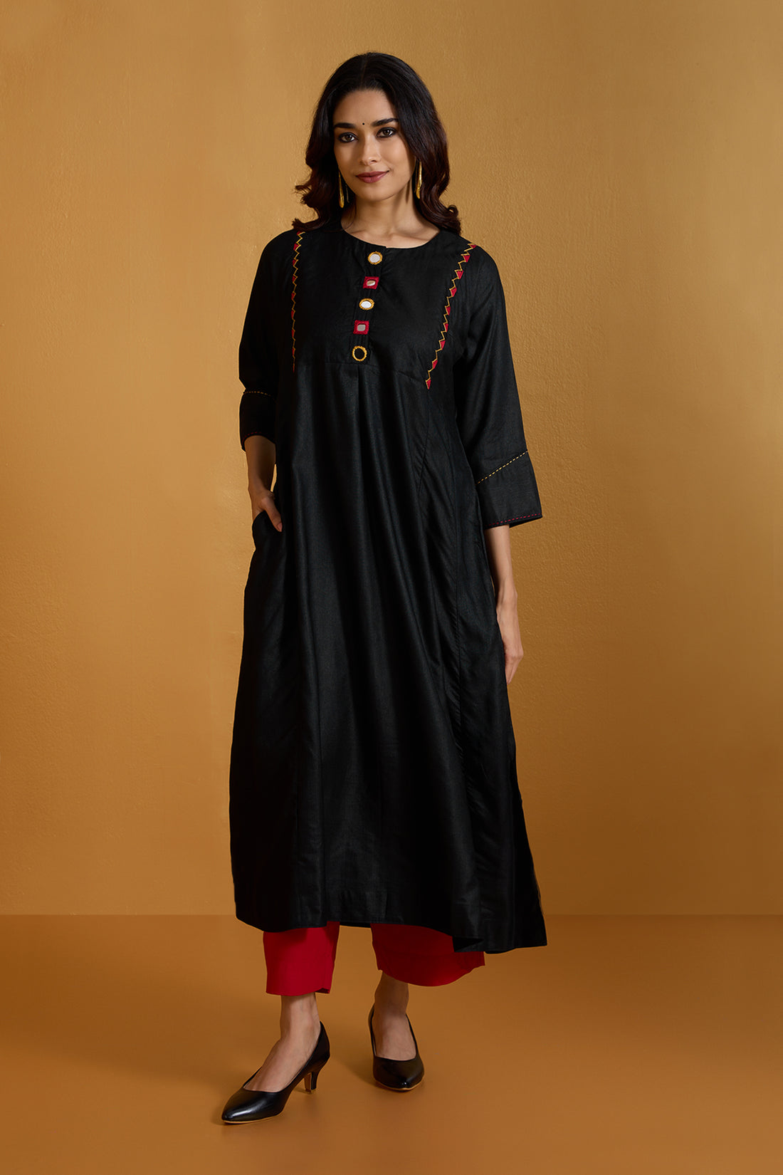 Midnight Splendour Viscose Silk Kalidar Kurta