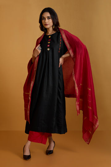 Midnight Splendour Viscose Silk Kalidar Kurta