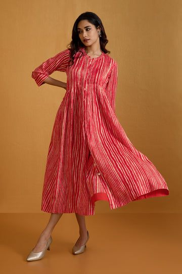 Fiery Stripes Infinity Pintuck Dress