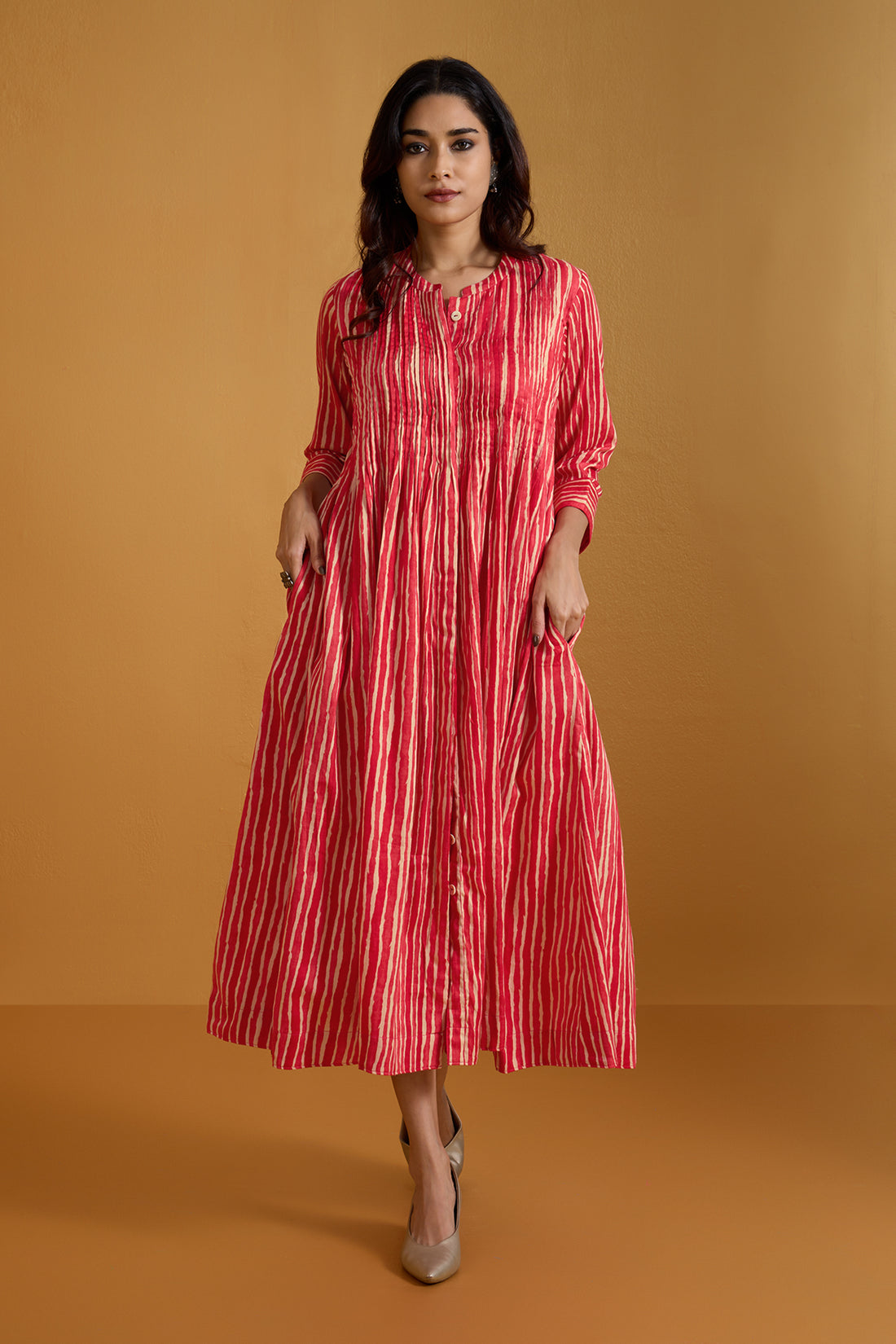 Fiery Stripes Infinity Pintuck Dress