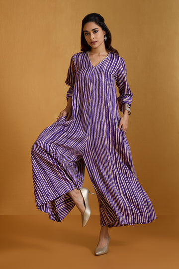 Amethyst Rhythm Stripes Jumpsuit with Pockets