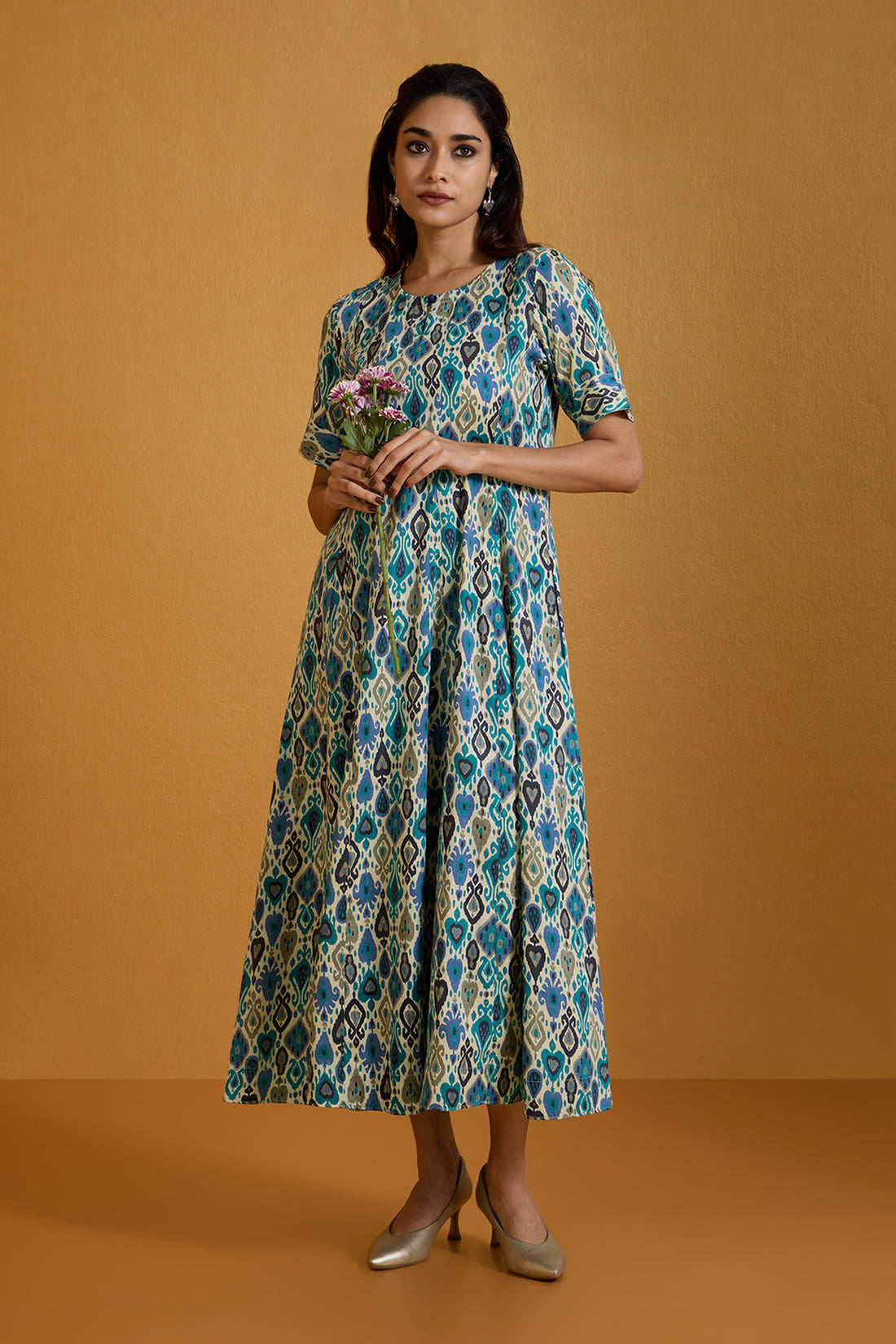 Gypsy Hues Long Maxi Dress with Sleeves