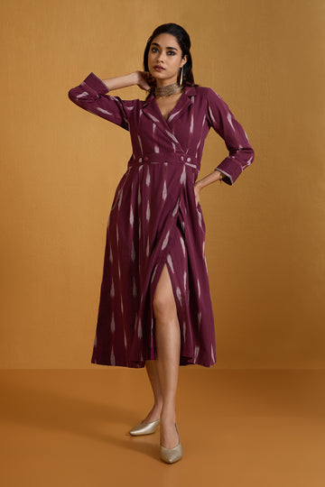 Plum Dusk Reverie Long Trench Dress