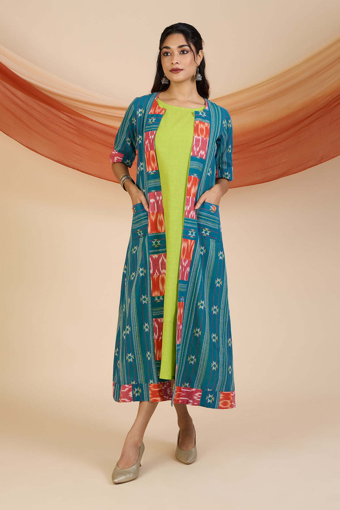 Jacket & Dress Seabreeze Citrus Charm Long Jacket With Pockets