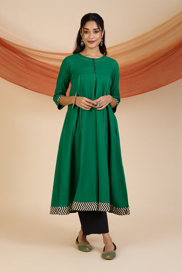 Emerald Glow Elegant Long Anarkali