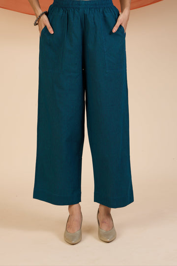 comfort fit pants - peacock blue stripes