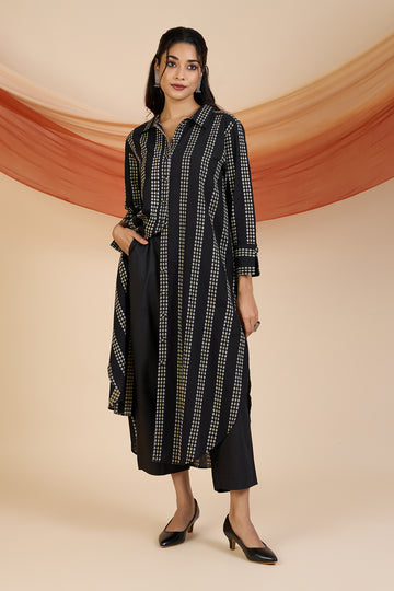 Monochrome Horizon Long Shirt Dress