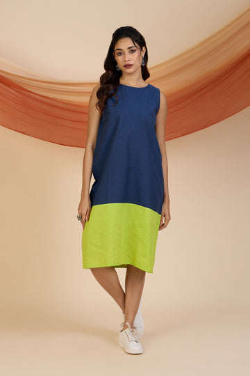 Azure Citrus Sleeveless Shift Dress