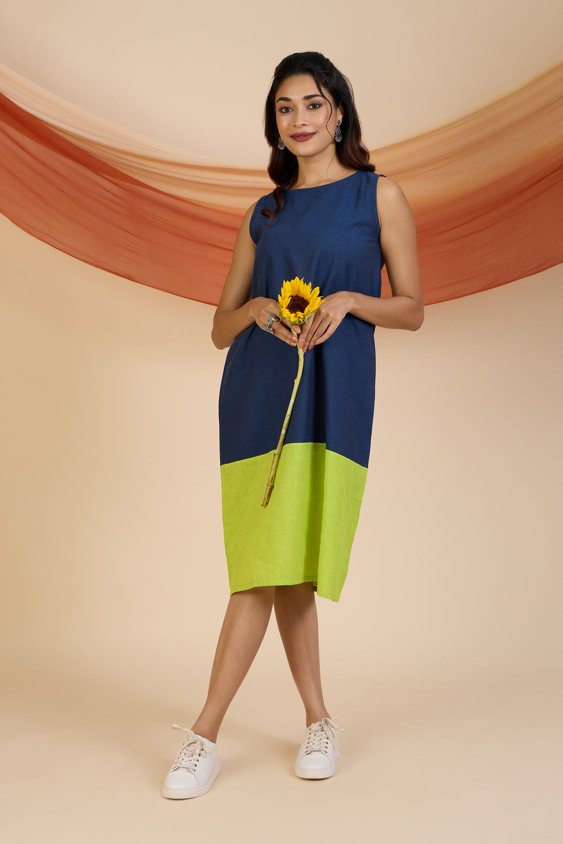 Azure Citrus Sleeveless Shift Dress