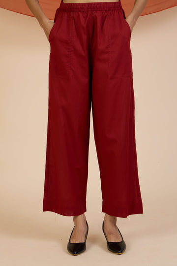 comfort fit ankle length narrow pants  - rust cotton