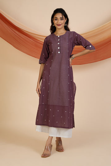 Co-ord Set Mauve Dusk Princess Cut Long Panelled Kurta with Slit ( set of 2 )