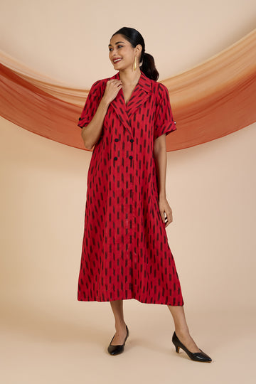 Red Ember Specks Midi Blazer Dress