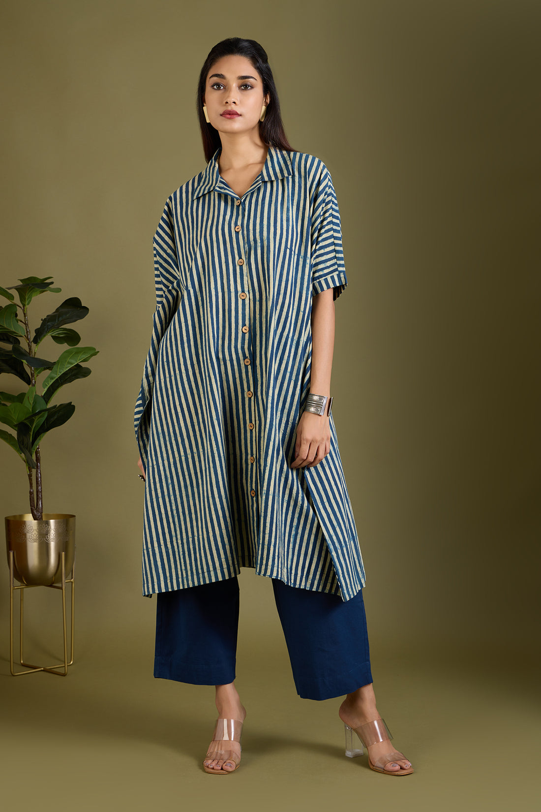 Sapphire Waves Button Down Kaftan Tunic