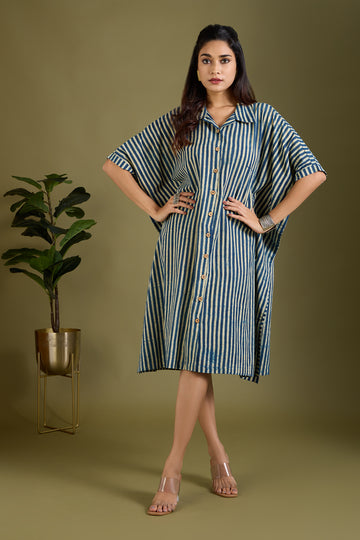 Sapphire Waves Button Down Kaftan Tunic