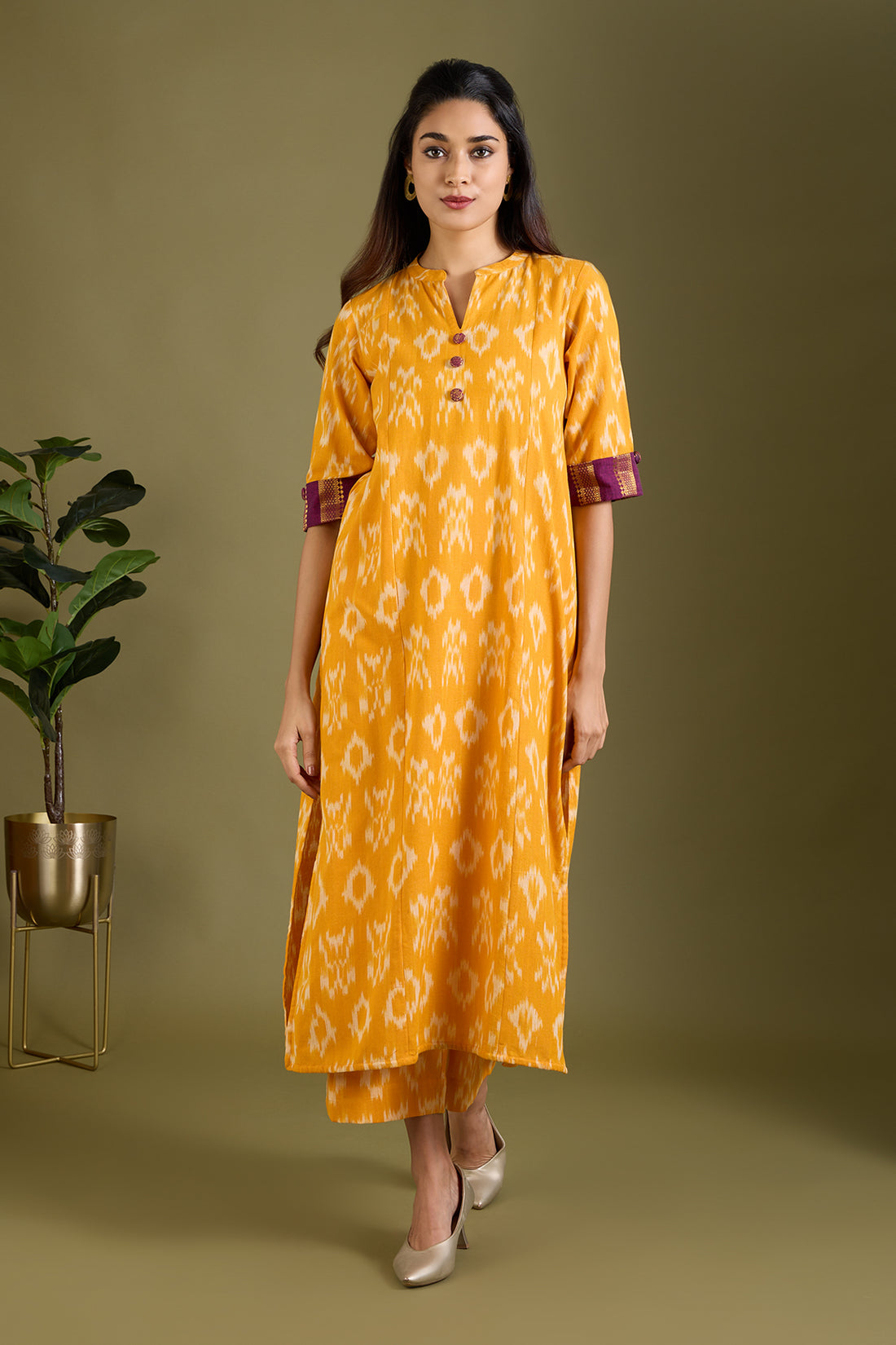 Co-ord Set Gilded Marigold Radiance Long Panel Kurta (Set of 2)