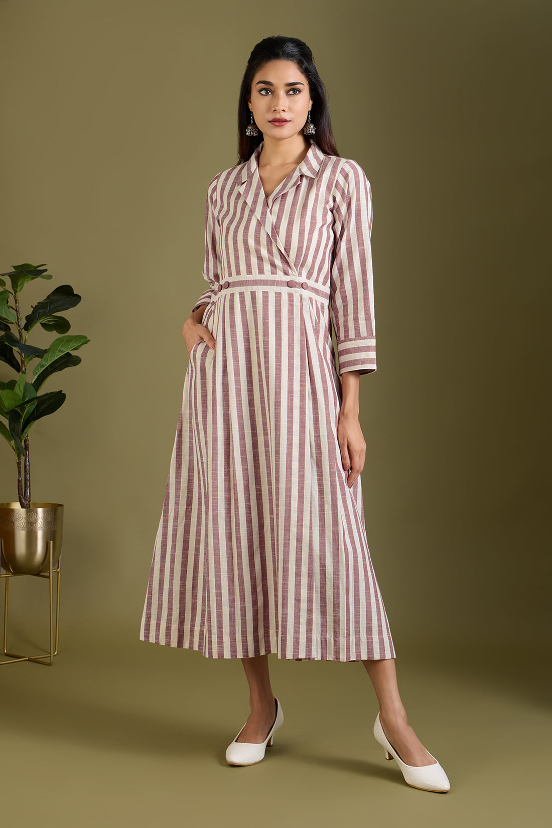 Mauve & Moon Bands Long Trench Dress