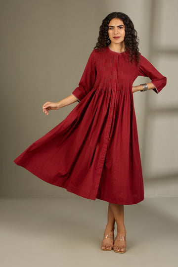 PRE LAUNCH : 3 weeks: Merlot Midnight Hue Infinity Pintuck Dress