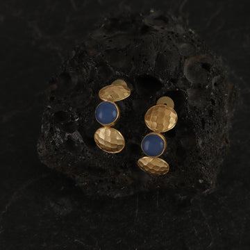 jewelry - berserk - Gold Plated Lapis Half Hoops