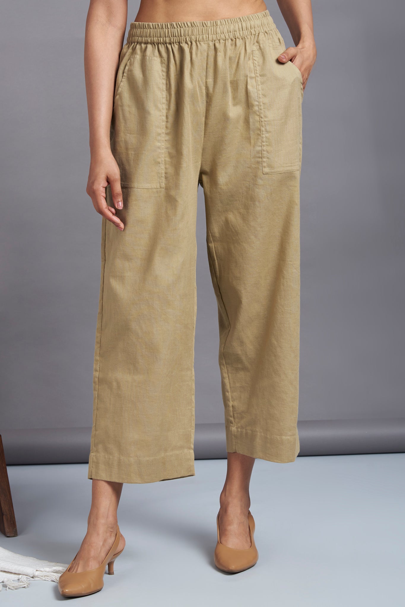 Linen-Cotton Pants Beige