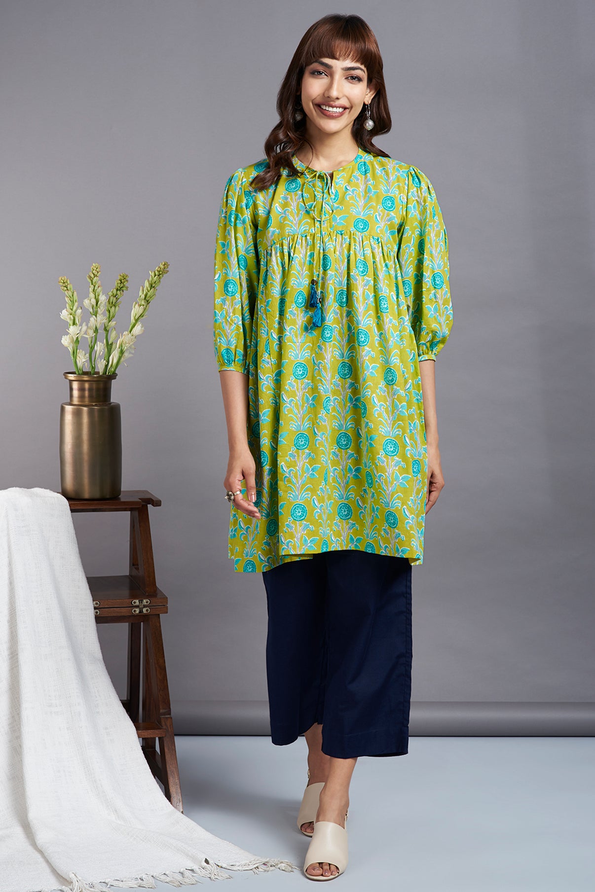 boho loose sleeve top - refreshing lime & enchanting botanics - maati ...